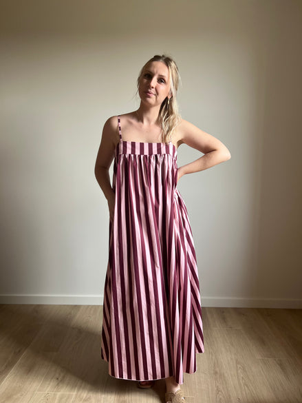 Siena Stripe Maxi Dress burgundy/pink