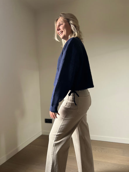 Cropped wijde broek beige