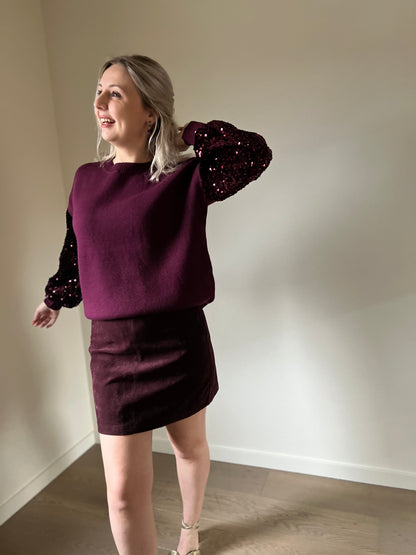 Suede skort burgundy