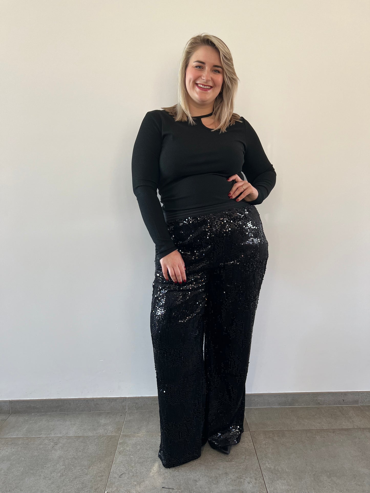 Sequin pants black