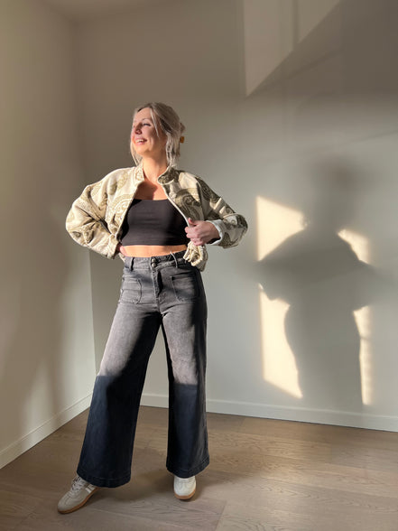 Grijze enkelbrede jeans