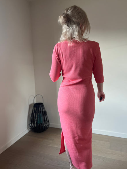 Coral ribbed dress
