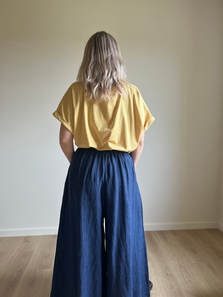 Wide linen pants marine