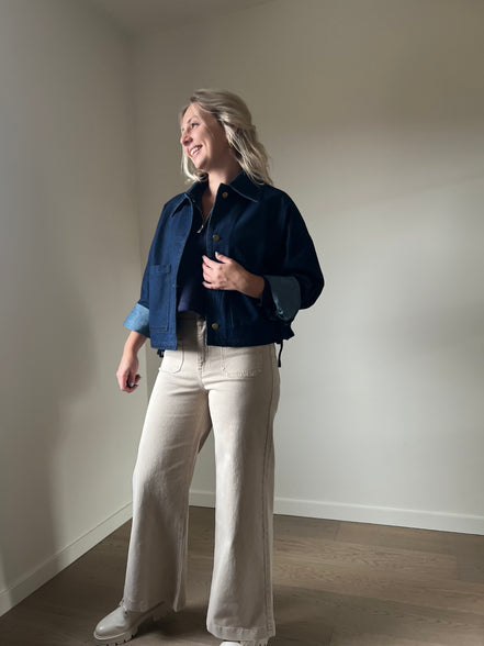 Cropped wijde broek beige