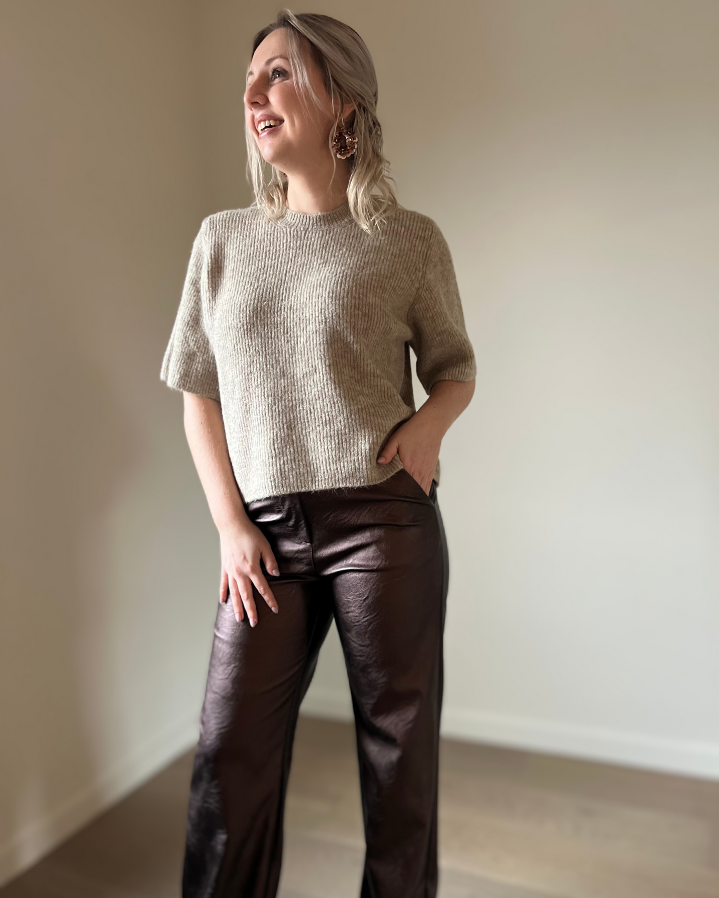 Brown PU pants