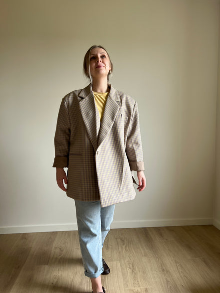 Oversized Checked Blazer taupe / yellow