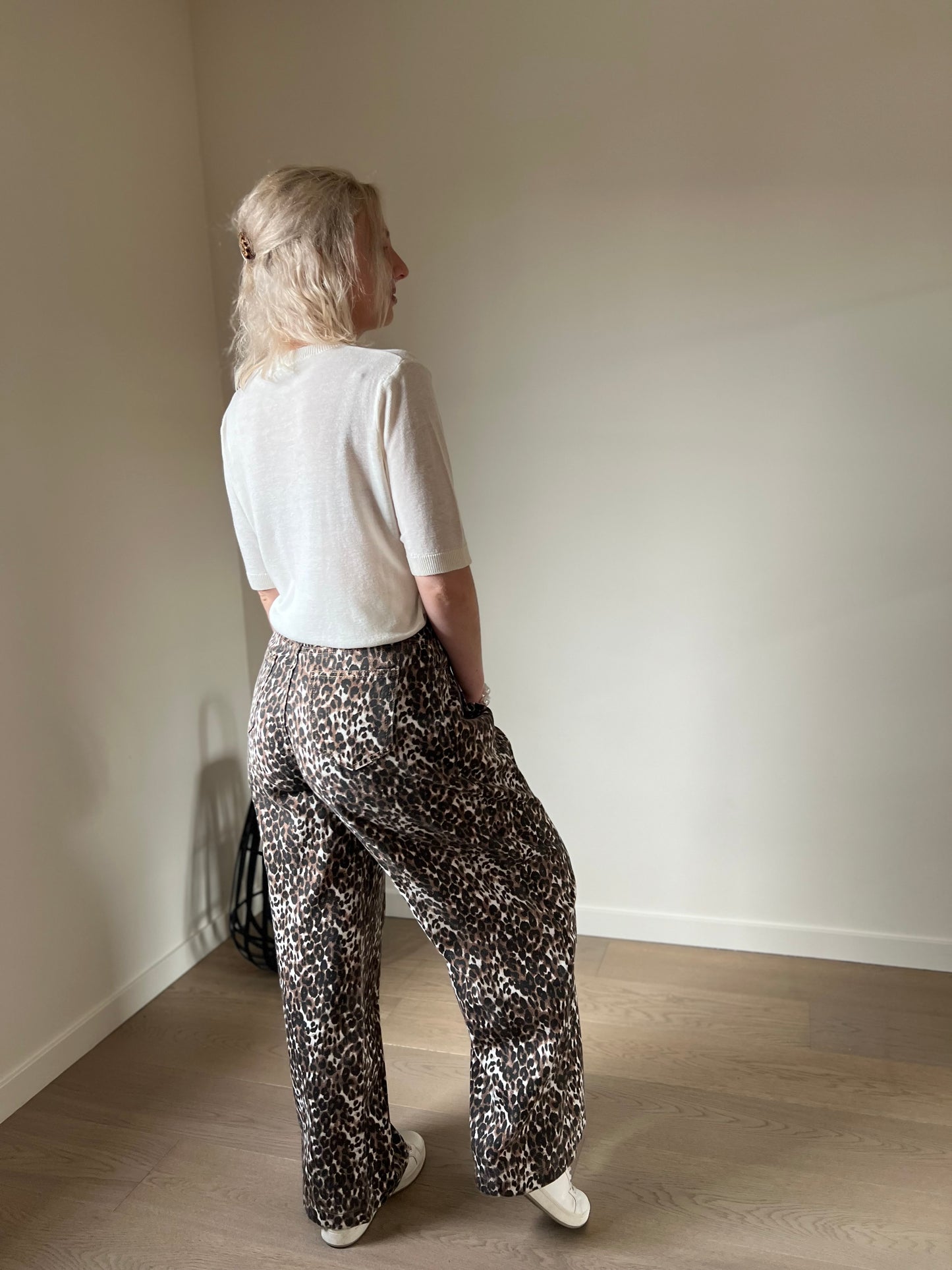 Leopard wide pants