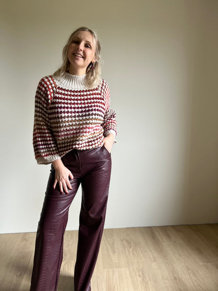 Faux leren broek bordeaux