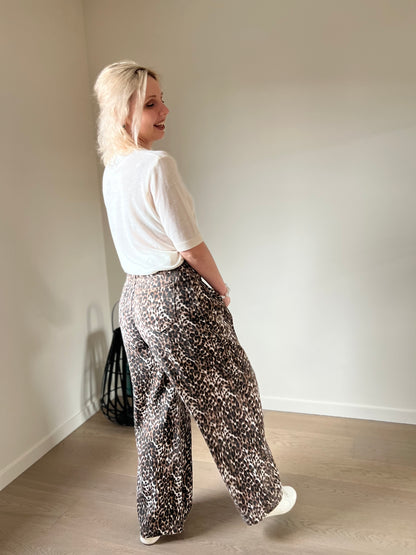 Leopard wide pants