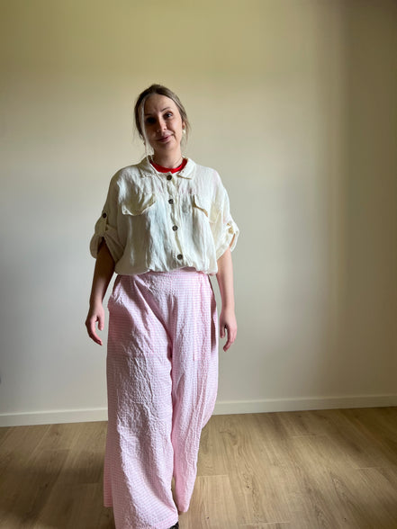 Vichy wide pants pink
