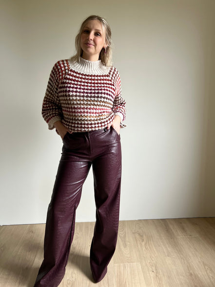 Faux leren broek bordeaux