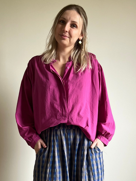 Flowy cotton blouse pink