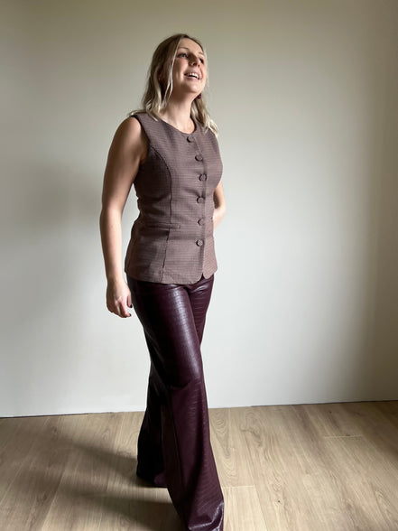 Faux leren broek bordeaux