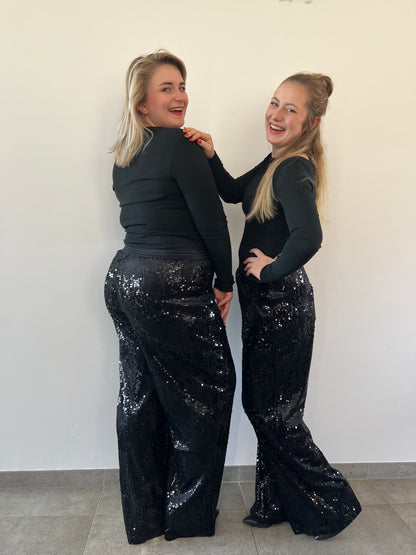 Sequin pants black