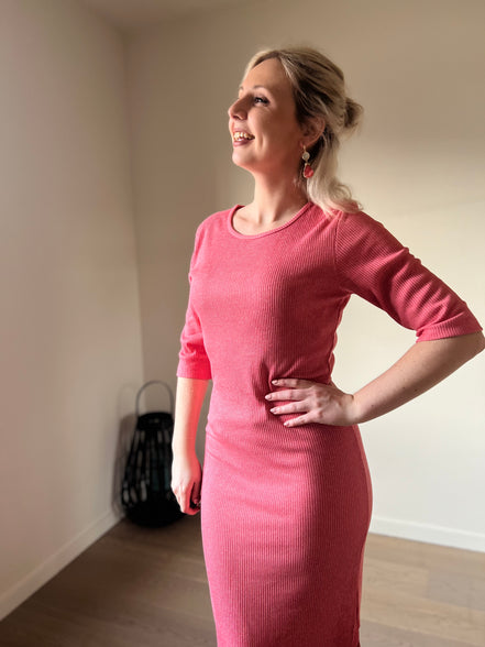 Coral ribbed dress
