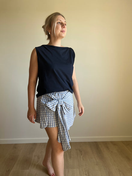 Muse twisted shoulder top marine