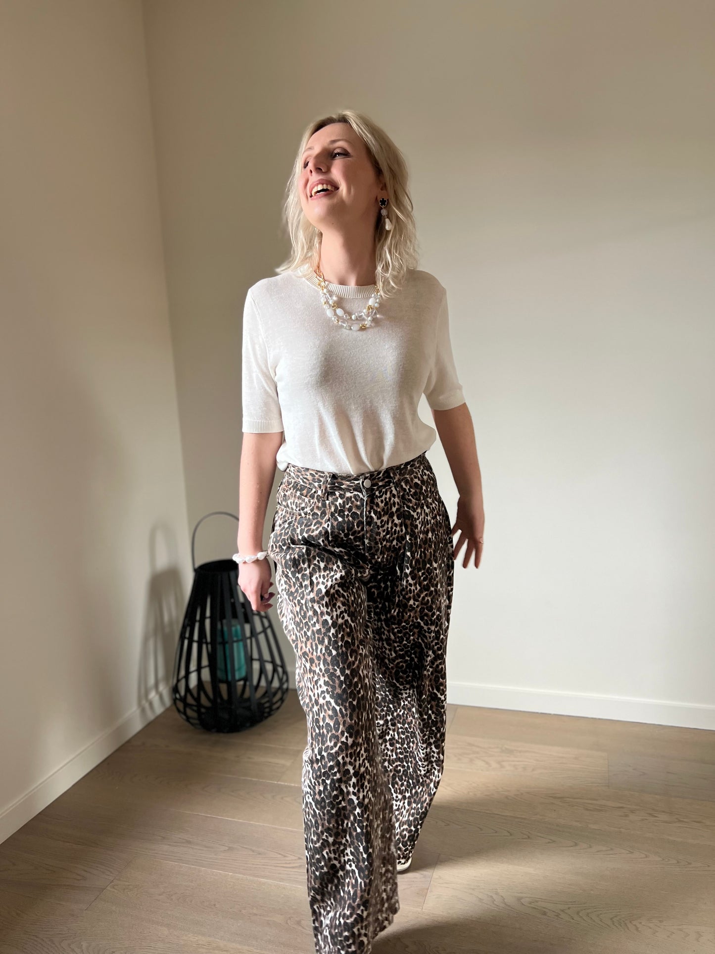 Leopard wide pants