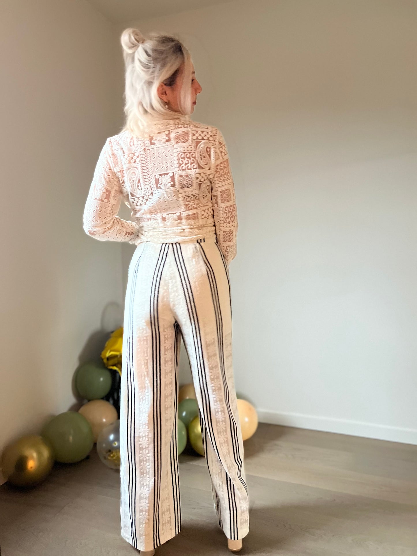 Striped lace pants