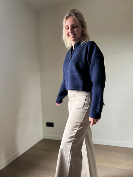 Cropped wijde broek beige