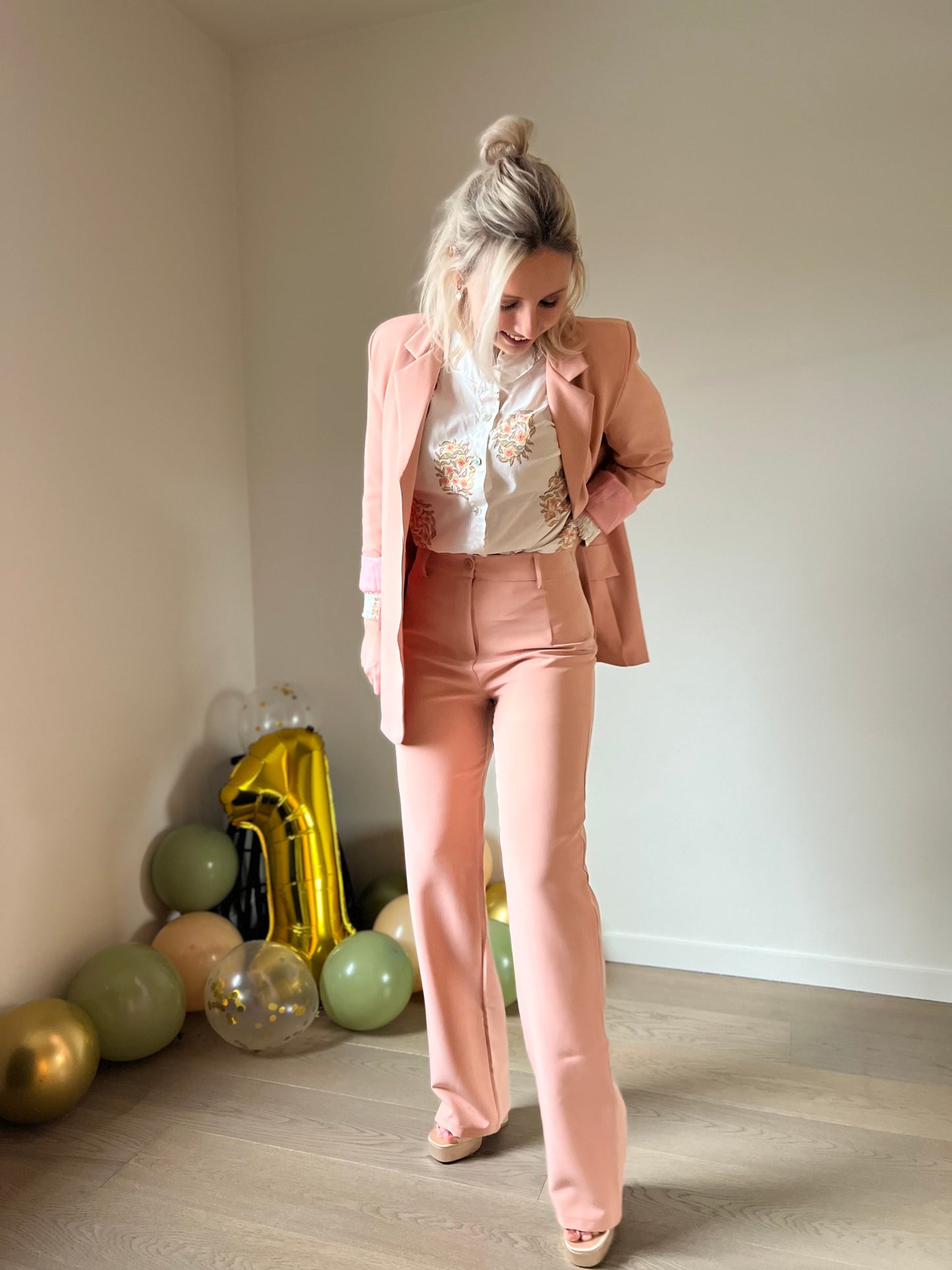 Peach blazer set