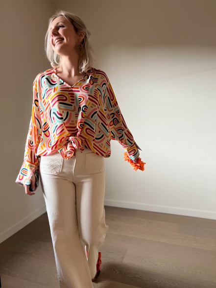 Louise cropped flaire broek ecru