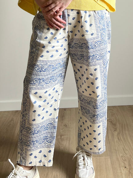 Paisley wide-leg pants blue