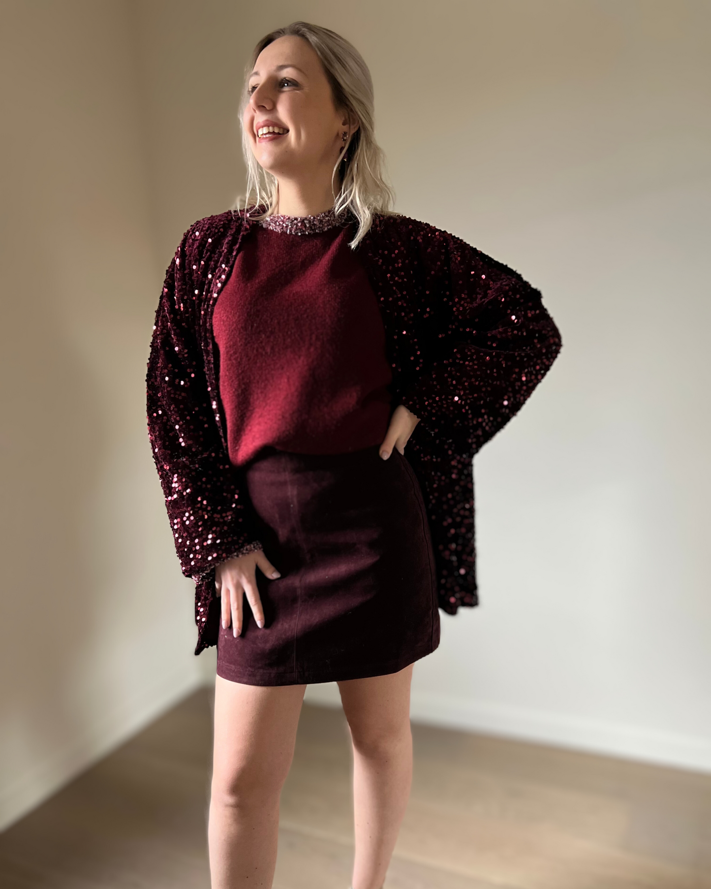 Sequin cardigan burgundy