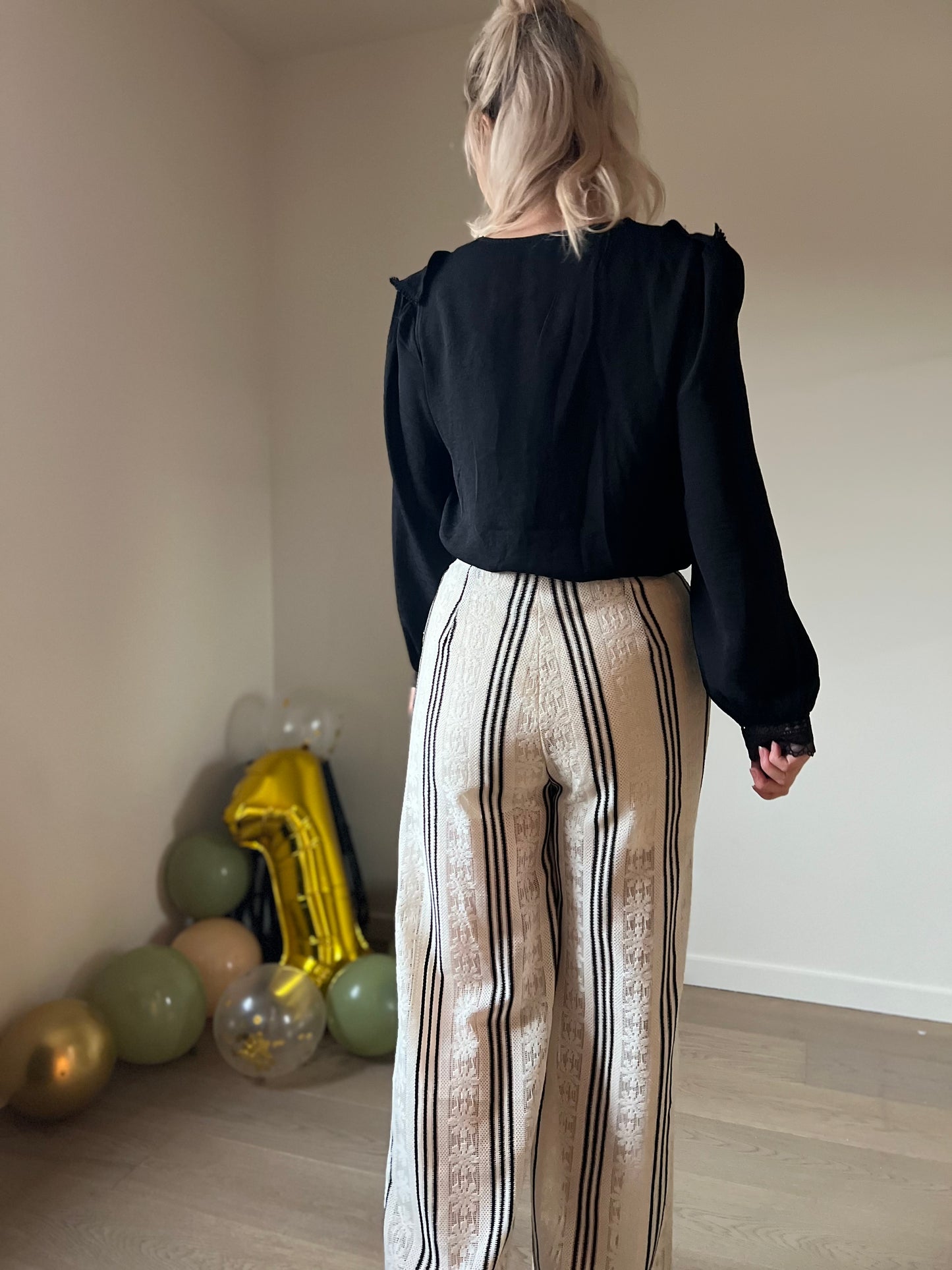 Striped lace pants