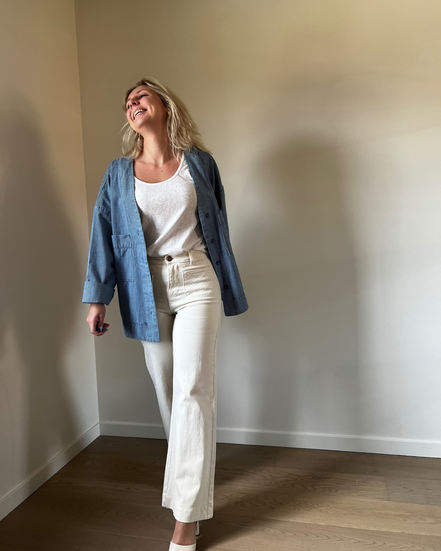 Louise cropped flaire broek ecru