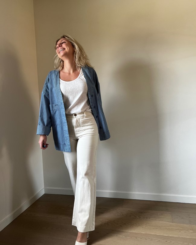 Louise cropped flaire broek ecru