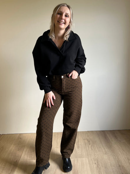 Polka dot brown pants