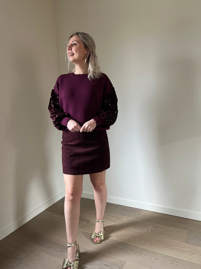 Suede skort burgundy