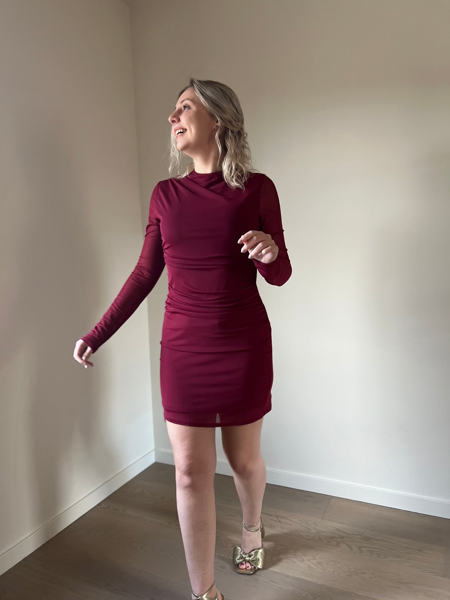 Burgundy mesh dress