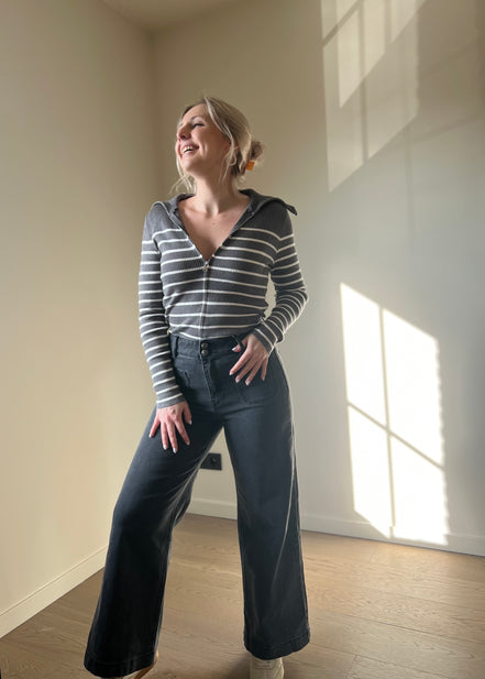 Grijze enkelbrede jeans