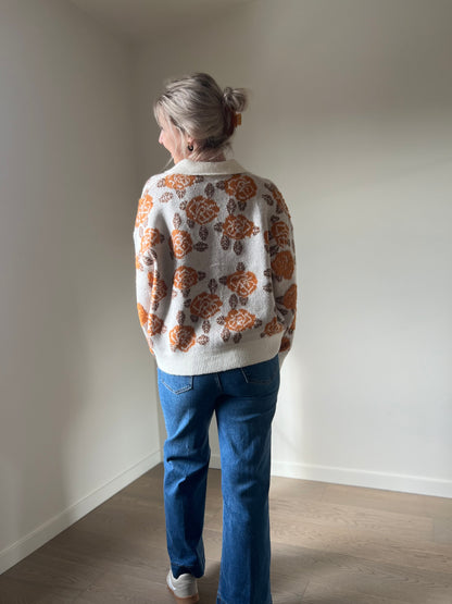 Orange flower knit