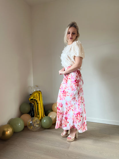 Pink floral skirt