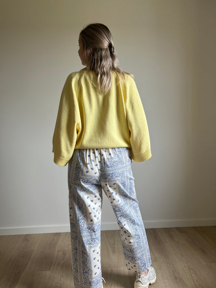 Paisley wide-leg pants blue