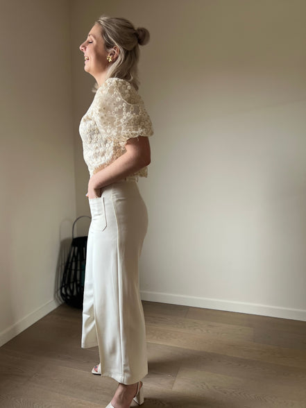 Flower top beige