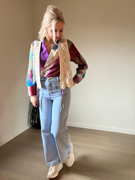 Crochet gilet beige