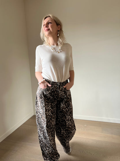 Leopard wide pants