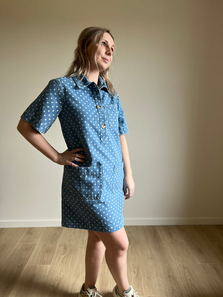 Polka dot jeansdress