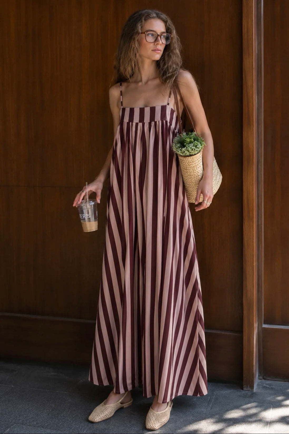 Siena Stripe Maxi Dress burgundy/pink