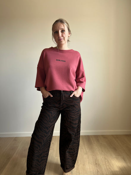 Zebra Barrel Jeans - brown