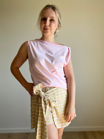 Vichy bow skort green/pink