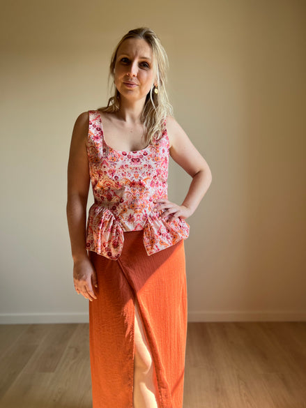 Floral Peplum Top – Pink