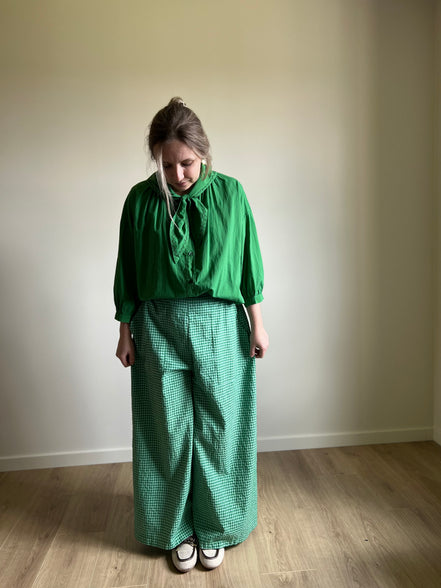Vichy wide pants green