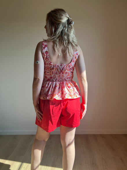 Drawstring Shorts – Cherry Red