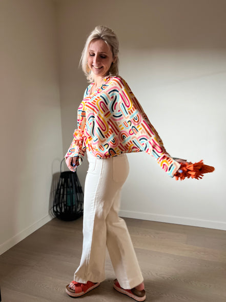 Louise cropped flaire broek ecru