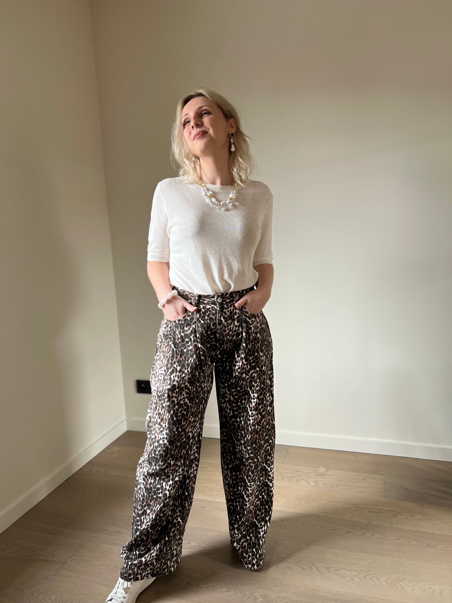 Leopard wide pants