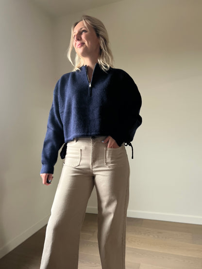 Cropped wide pants beige